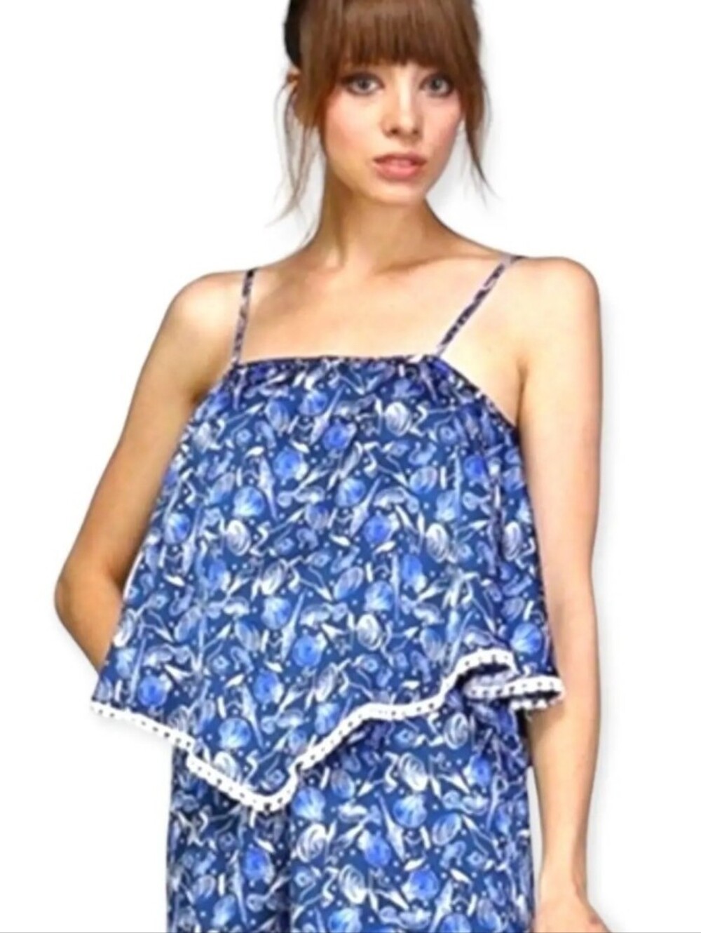 I.Madeline Navy Beach Sea Shell Romper Size Large Mermaidcore Cruise